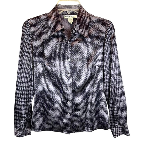 Nora Noh Petites Vintage Purple Silk Button Front Shirt  Size P  Quiet Luxury - Picture 1 of 5